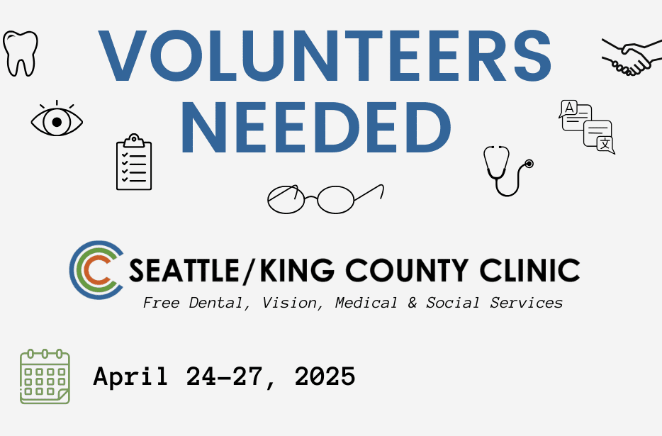 Seattle/King County Clinic volunteers needed graphic