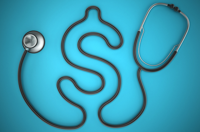 stethoscope in the shape of a dollar sign graphic