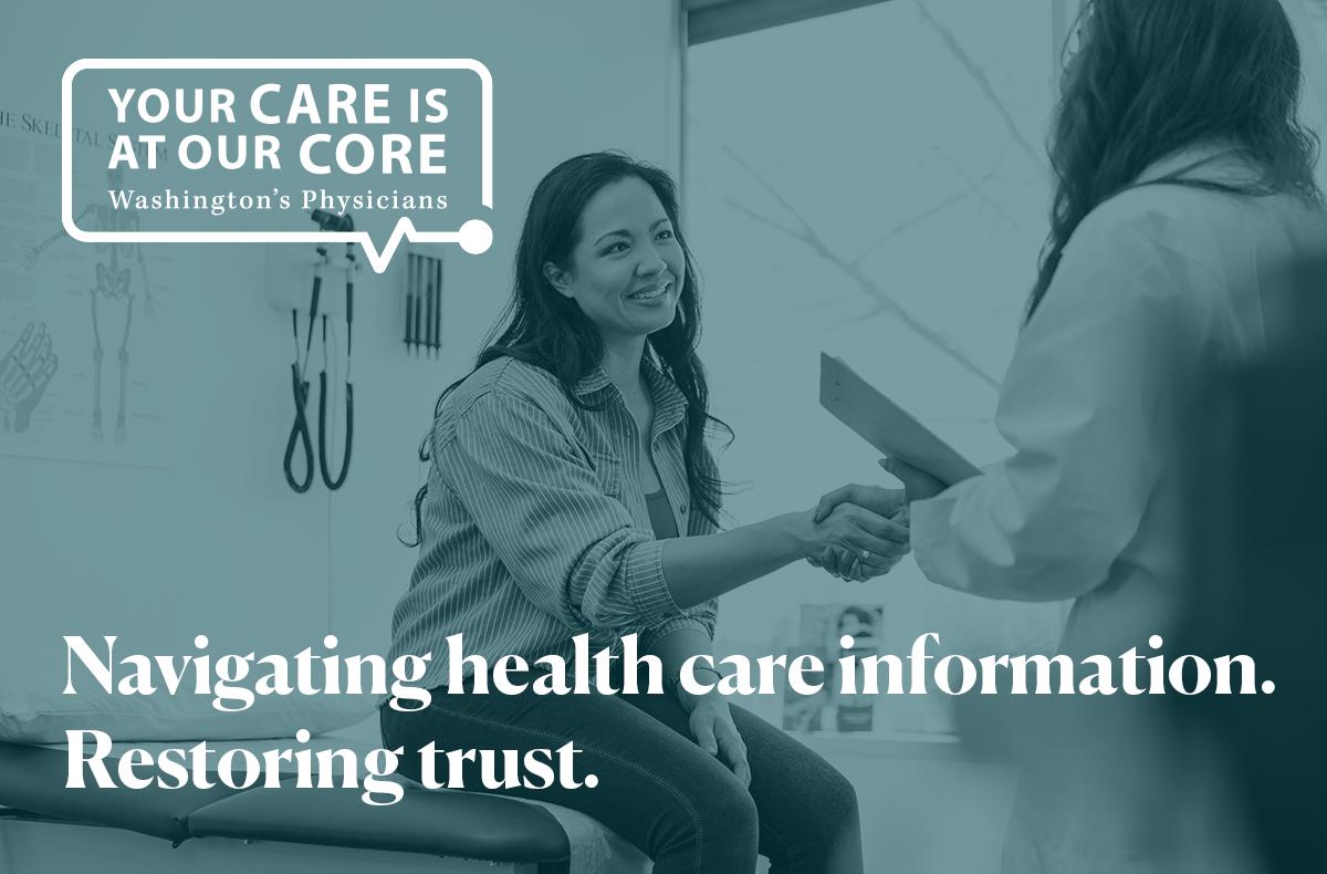 Navigating health care information.  Restoring trust.  graphic