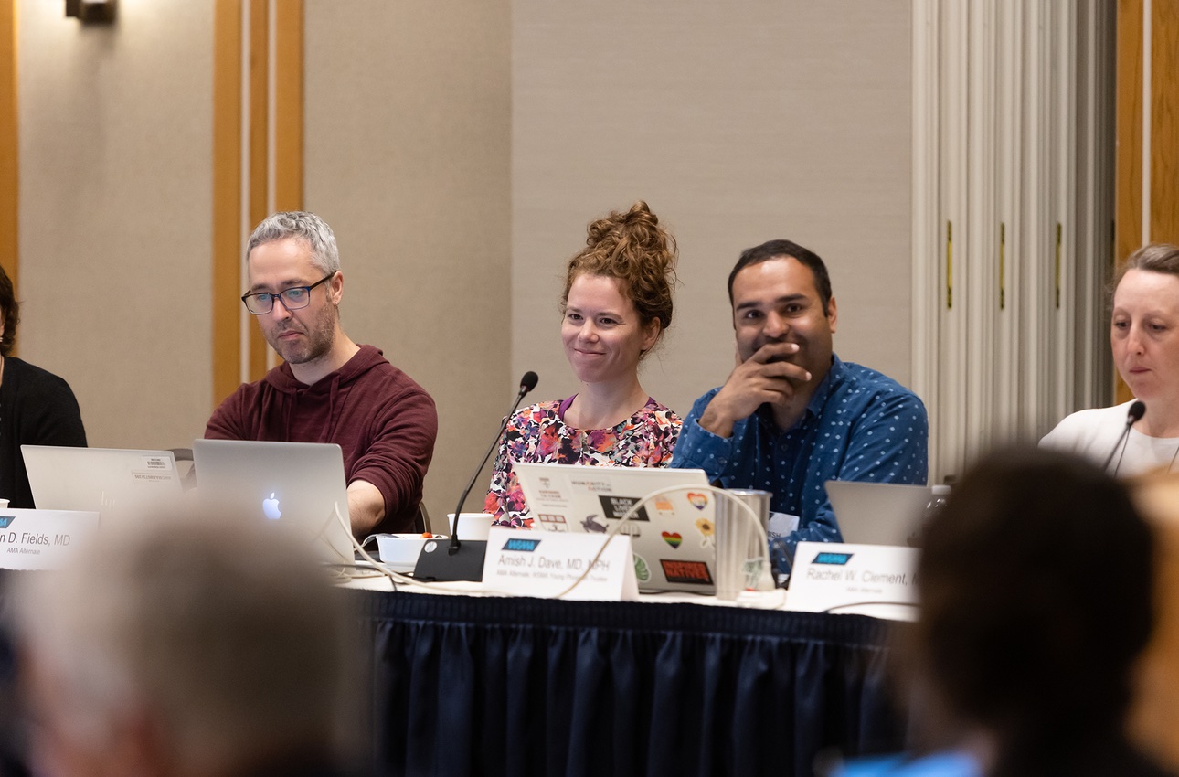 Board of Trustees members at meeting