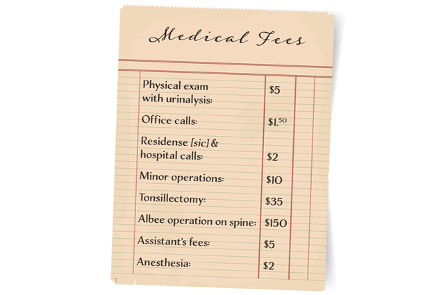 vintage price list for medical procedures