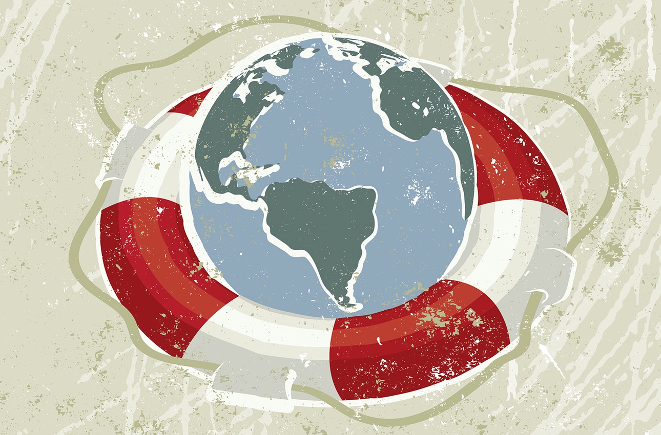 Earth contained in life preserver