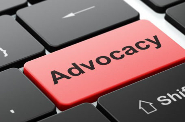 keyboard with 'Advocacy' printed on a key