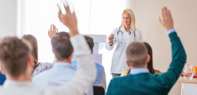 physicians in a class room