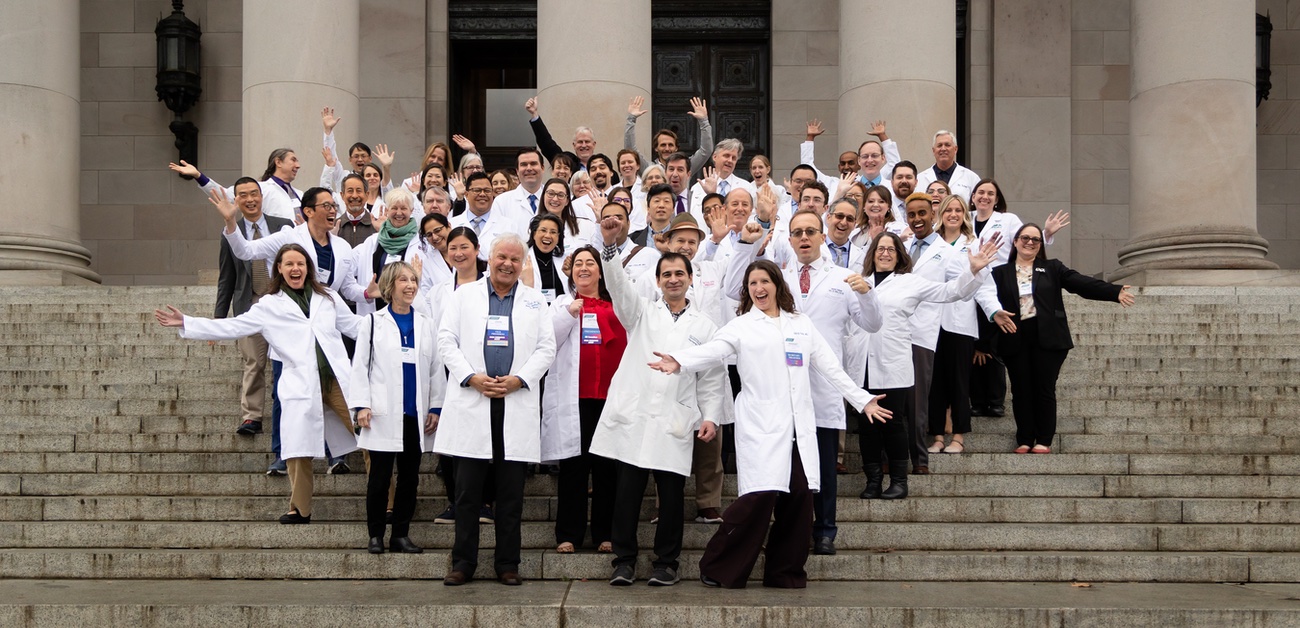 physicians walking down the state capitol steps
