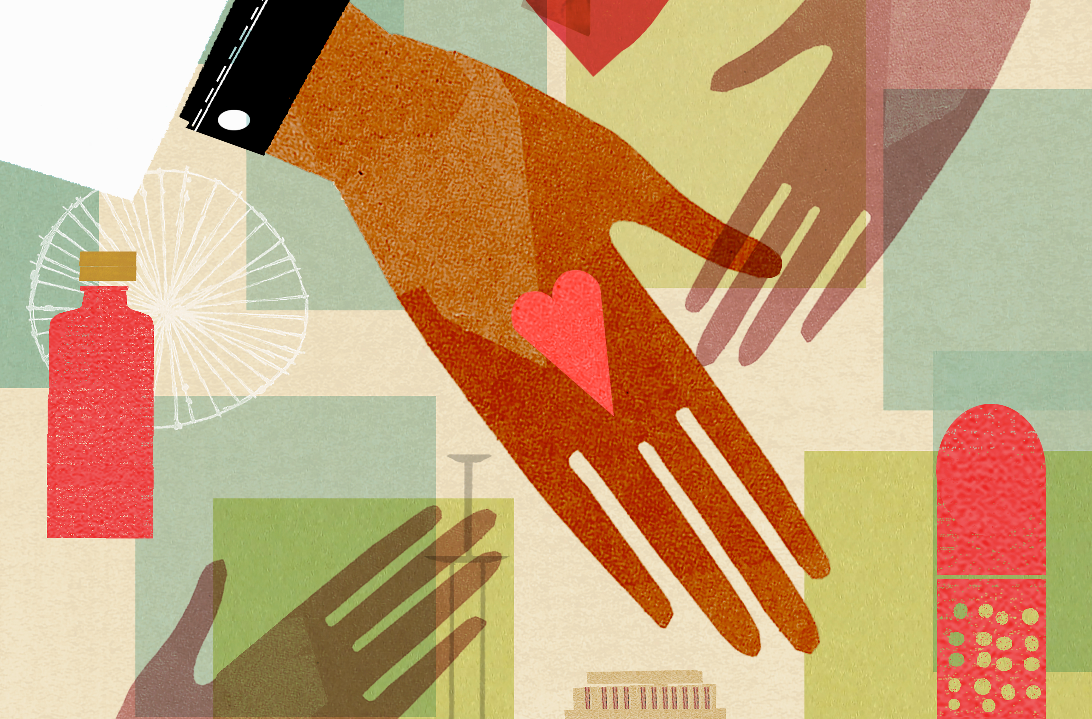 hearts hands bandages illustration