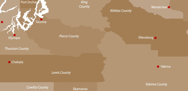 county map of Washington state