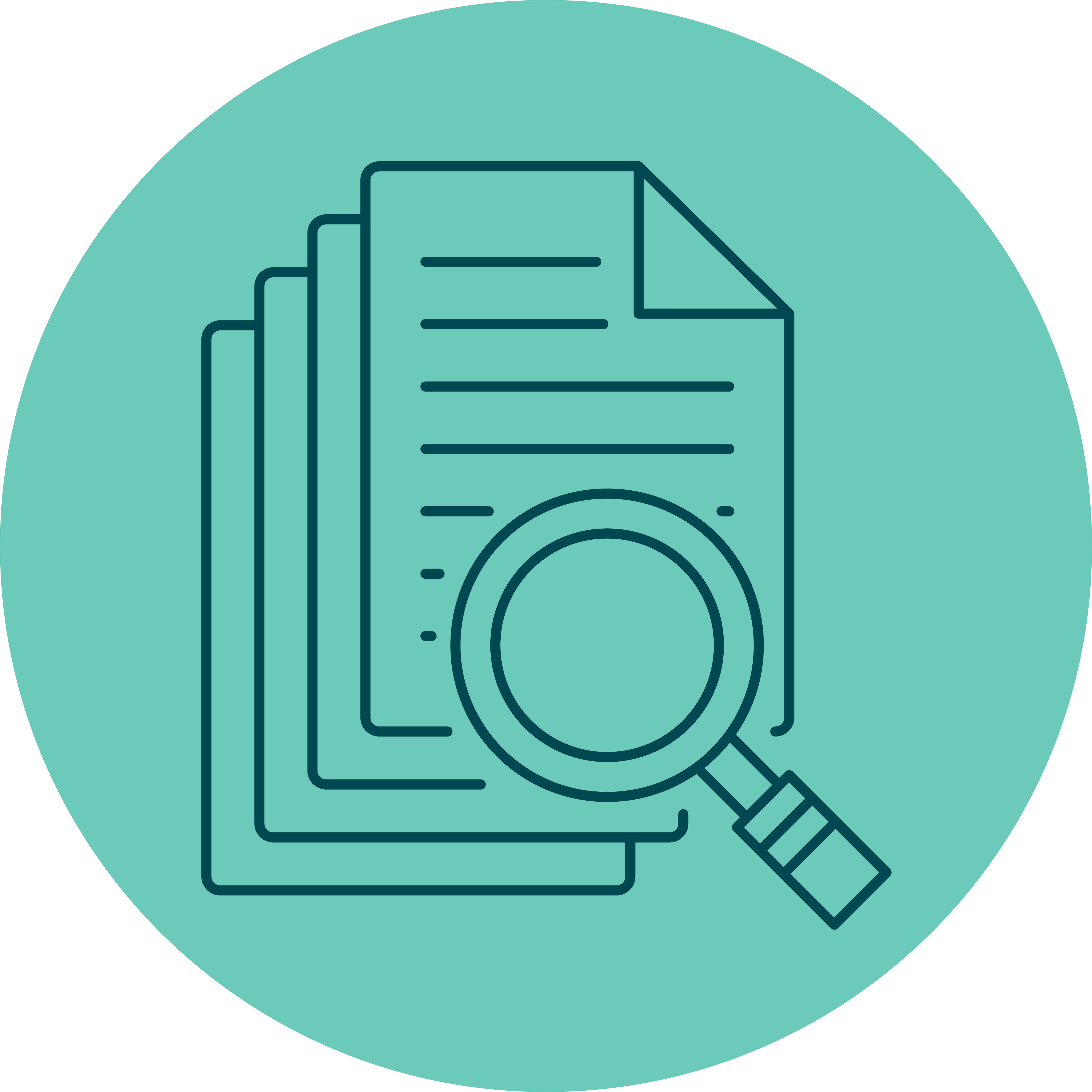 magnifying glass over documents icon