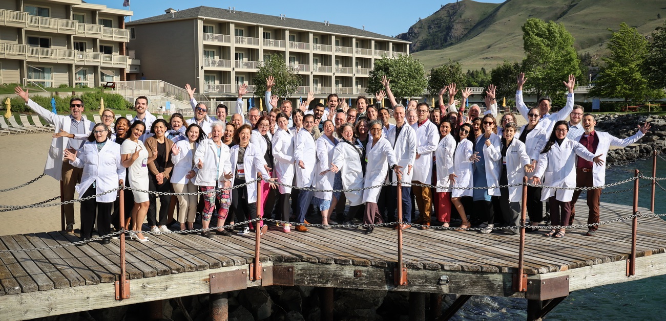 smiling physicians gathereed at Washington state capitol