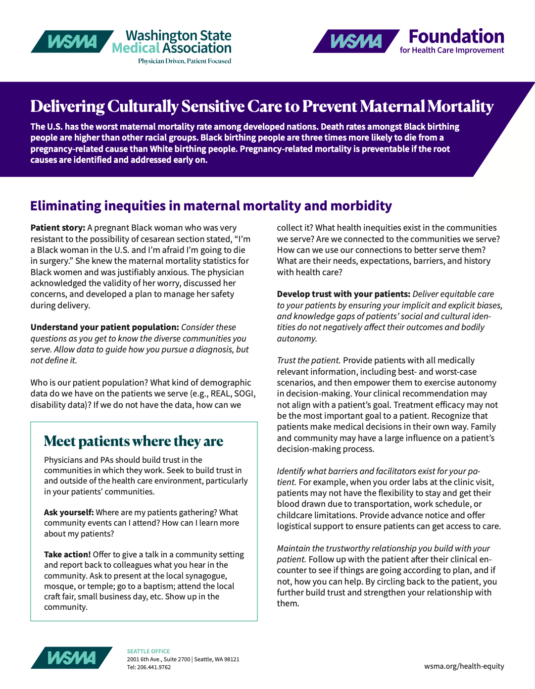 Delivering Culturally Sensitive Care to Prevent Maternal Mortality
one-pager